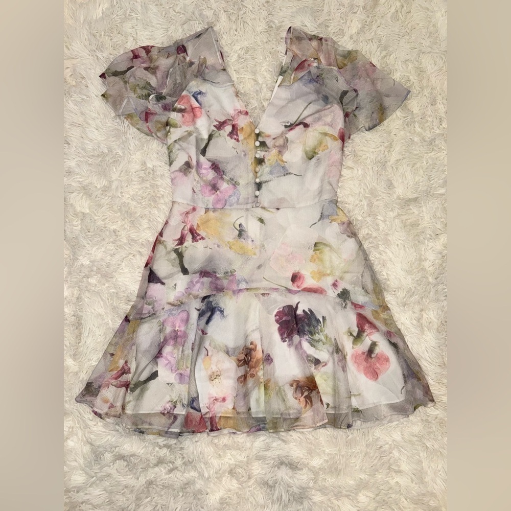 NEW Ted Baker Angel Sleeve Fit and Flare Mini Dress sz TB 2 US 4 - Picture 6 of 11